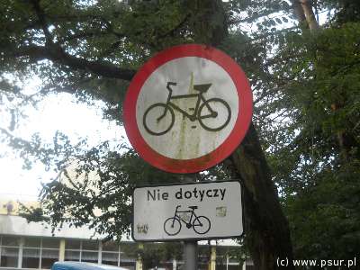 Zakaz wjazdu dla rowerów (nie dotyczy rowerów)