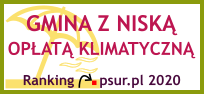 Odznaka: Gmina z niską opłatą klimatyczną - ranking psur.pl 2020
