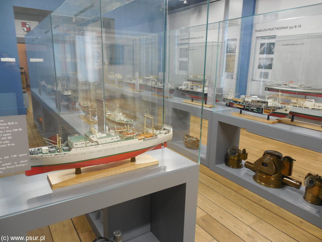 Muzealne gabloty z modelami statków